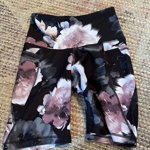 Old Navy Black and Pink Floral Bike Shorts